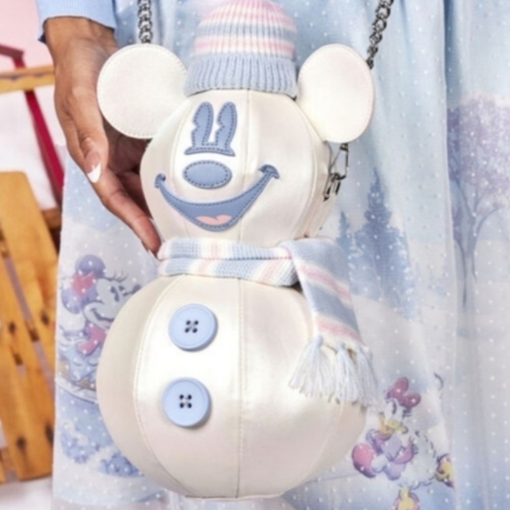 Loungefly DISNEY Stitch Shoppe Mickey Mouse Exclusive Snowman Iridescent W Pin